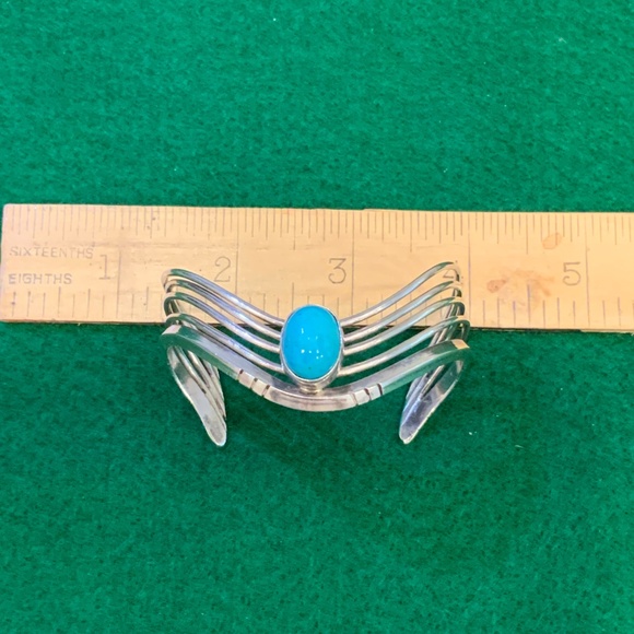 Vintage Native American Turquoise Stone & Multi-Strand Cuff Bracelet - Picture 9 of 10